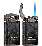 NINSI Mini Butane Torch Lighter, Cool Windproof Straight Flame Refillable Lighters, Leather Vinta...