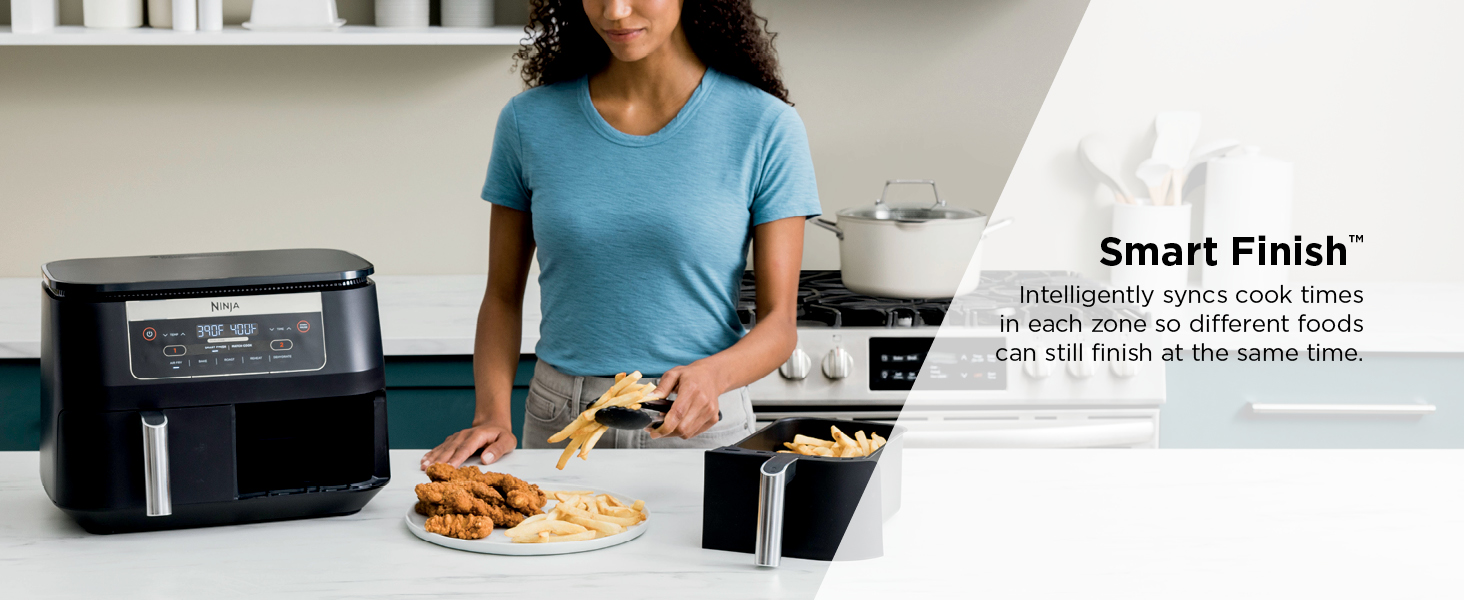 Smart Finish Intelligently syncs cook times in each zone so different foods can still finish at the