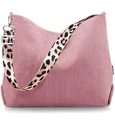 Prite Women’s Corduroy Tote Bag with Zipper, Stylish Shoulder Bag with Adjustment Straps for Work...