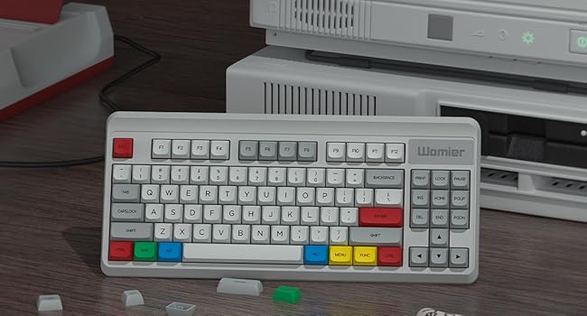 Womier Retro Grey Double Shot PBT keycaps,XDA Profile keycaps 75 Percent,Dye-Sub Keycap