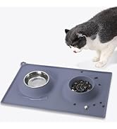 Cat Slow Feeder Bowl - Stainless Steel Cat Water Bowl &amp; Food-Grade Silicone Interactive Puzzle Fo...