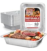 Unokit Aluminum Foil Pans Heavy Duty 9x13-40 Pack Disposable Deep Baking Tins, Steam Table Trays ...