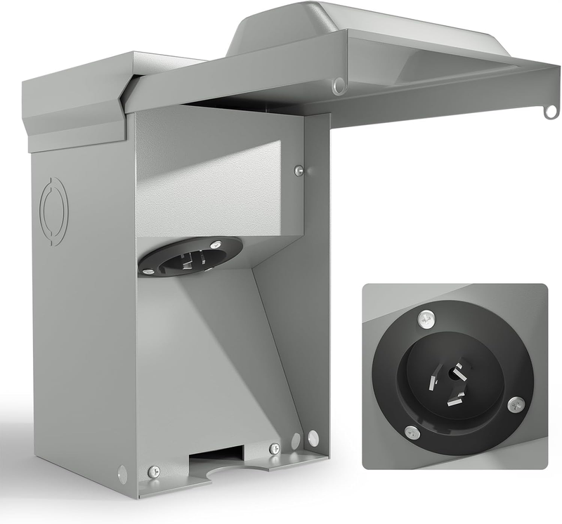 50 Amp Generator Power Inlet Box with Cord, NEMA SS2-50P Power Inlet Box, 125/250V, 7500W, Pre-Drilled Weatherproof Outdoor ETL Listed Generator Receptacle for 3 Prong Cord