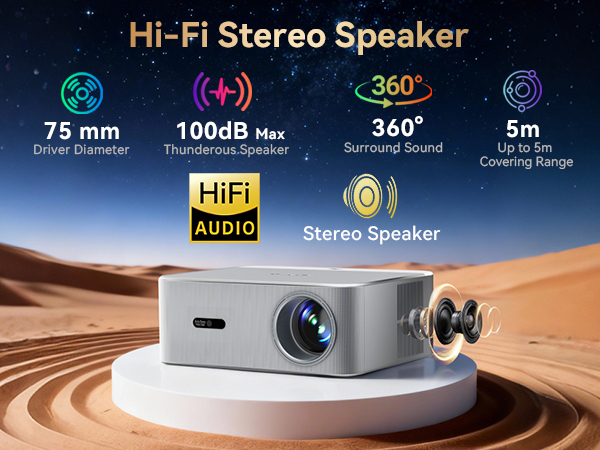 Projector, projector with wifi and bluetooth, 4k projector, movie projector, projector for bedroom