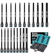LIBRATON 3/8" Drive Long Impact Hex Bit Socket Set, Allen Bit Sockets, S2 Steel Hex Head Sockets,...