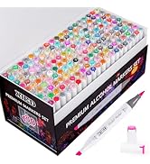 XIEED 180 Colors Alcohol Markers, Dual Tip Markers Set, Chisel &amp; Brush Tip Alcohol-based Art Mark...