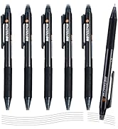 M&amp;G Erasable Gel Pens, 6 Pcs Retractable Black Ink Erasable Pen Fine Point 0.5mm, Quick Dry Erasa...