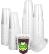 100 Pack 9 Oz Clear Plastic Cups, Durable hot cups, Disposable Cups, Disposable Drinking Cups, Wa...