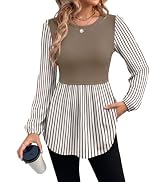 WIHOLL Women's Long Sleeve Tunic Tops Crew Neck Babydoll Peplum Blouses Fall Fashion 2026
