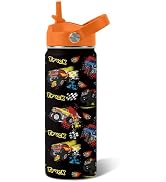 Truck Gifts for Kids - 18 Oz Kids Water Bottle with Straw Lid, Stainless Steel Insulated Tumbler,...