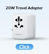 MOMAX Universal Travel Adapter, 20W GaN Fast International Power Adapter, 2 USB A & 1 USB C, Worl...