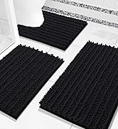 Arotive Chenille Bathroom Rugs Set 3 Piece, Extra Soft Absorbent Shaggy Bath Mat and U-Shaped Con...
