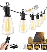 Brightown 100FT Solar String Lights Outdoor Waterproof with Remote, 31+2 LED Shatterproof Bulbs, ...