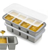 Tvmania 2-Pack Silicone Freezer Tray with Lid - 1 Cup / 4 Compartment Soup Freezer Container for ...