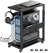 JANE EYRE Computer Tower Stand - Adjustable PC Tower Stand CPU Holder Cart with Charging Station ...