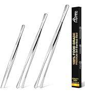 HOTEC Kitchen Tweezers Tongs Stainless Steel Professional Chef Tweezers, Set of 3-6.3", 10" and 1...