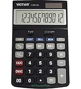 Victor 1180-3A 12-Digit Standard Function Calculator, Battery and Solar Hybrid Powered Adjustable...