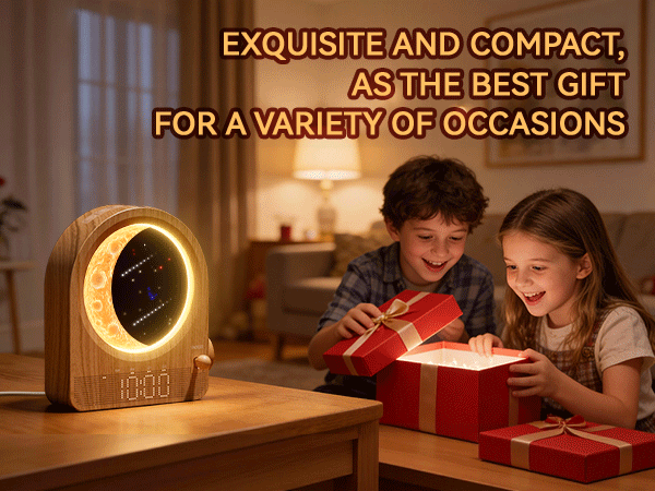 Text reads: 'EXQUISITE AND COMPACT, AS THE BEST GIFT FOR A VARIETY OF OCCASIONS'. Warm-lit scene showing gift-giving moments.