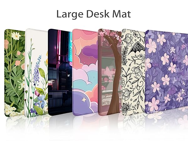 Cat Mouse Pad Large Desk Mat, Pink Cherry Blossom Computer Mousepad Desk Accessories