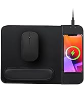 15W Wireless Charging Mouse Pad with Wrist Support, Fast Qi Wireless Charger Mouse Mat for iPhone...