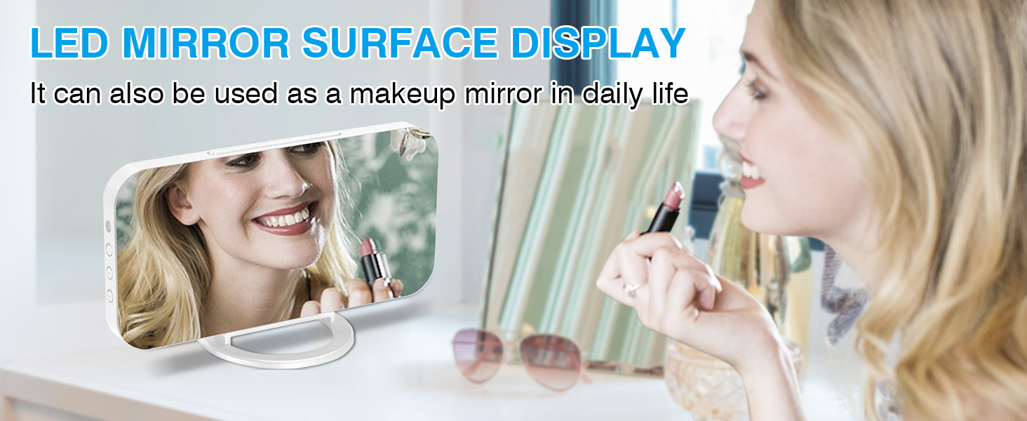 led mirror digital alarm clock