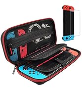 Hestia Goods Switch Case and Tempered Glass Screen Protector Compatible with Nintendo Switch - De...
