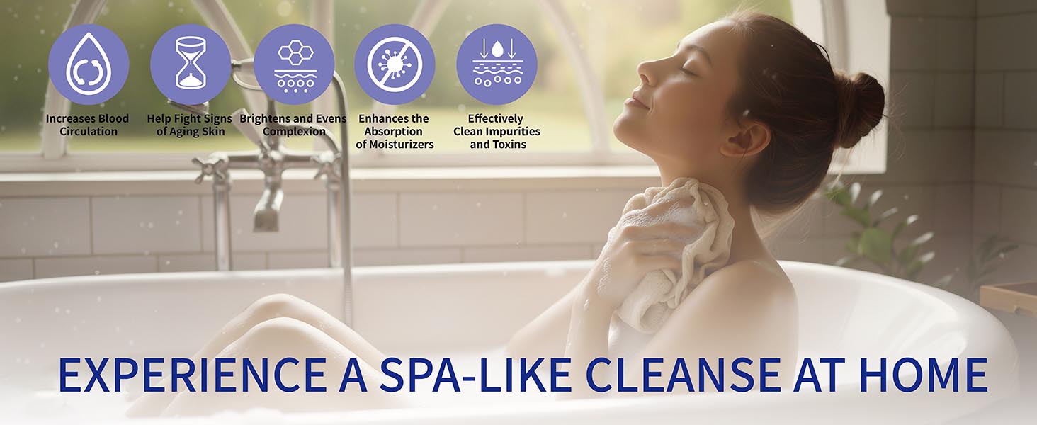 ultra-fine nylon mesh gently lifts away dead skin cells unclogs pores stimulates circulation