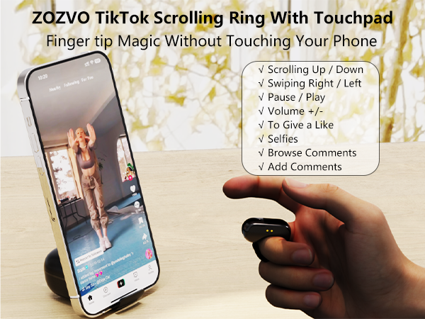 ZOZVO Tiktok Scrolling Ring With Touchpad