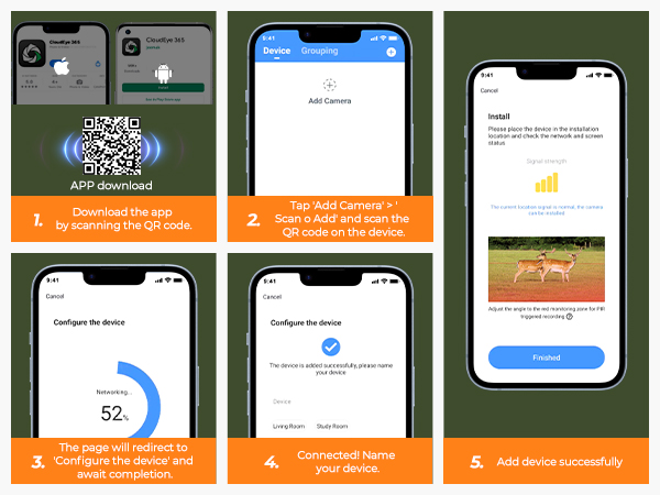 This trail camera features simple app setup for quick connection and remote management.