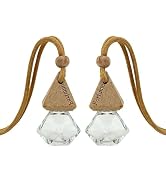 2-Pack Rhombus Refillable Hanging Car Diffuser Empty Glass Bottle | Wood cap hanging aroma pendan...