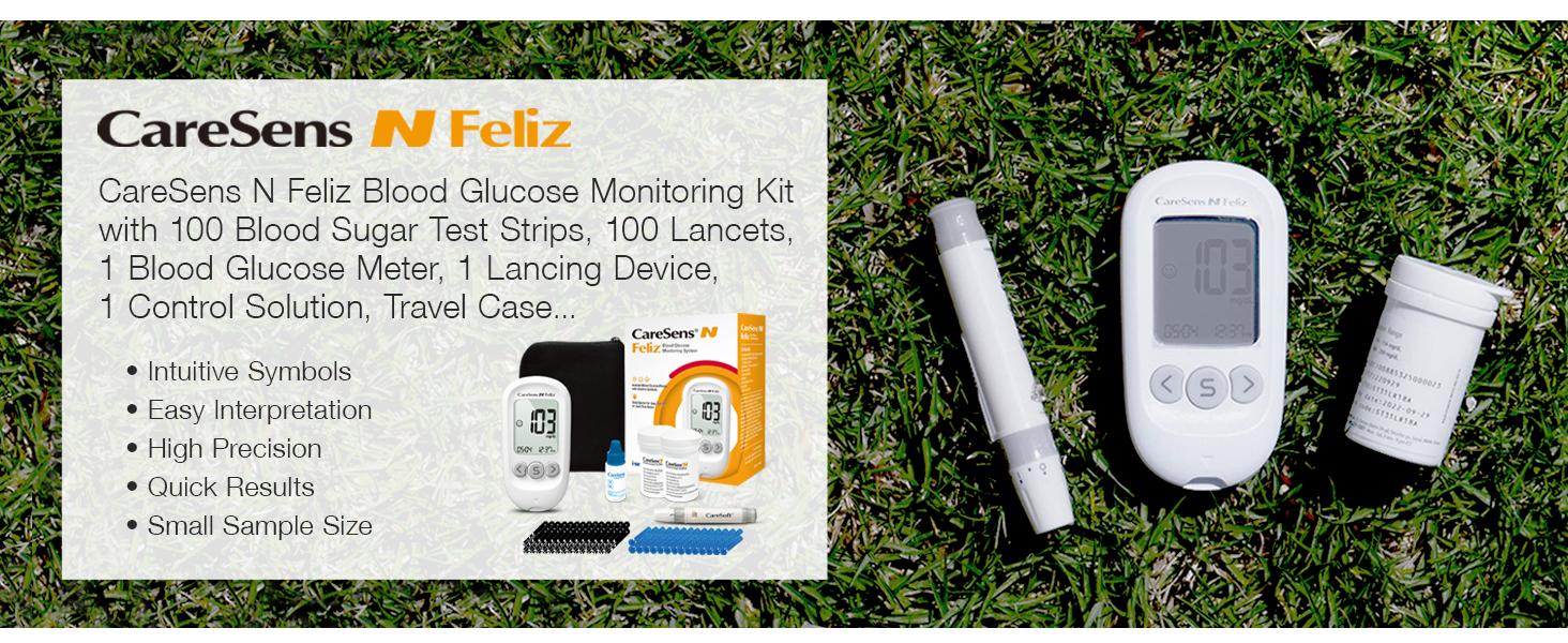 CareSens N Feliz Blood Glucose Monitoring System Blood Sugar Meter Diabetes