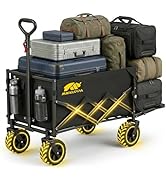 MIKKUPPA Collapsible Wagons Carts Foldable - 180L 340LBS Heavy Duty Utility Wagon with Drop-Down ...