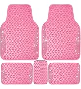 CAR PASS Bling Leather Car Mats Shining Diamond Floor Mats Crystal Rhinestones Sparkly Glitter C...