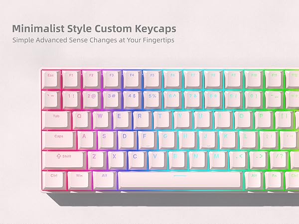 Womier Pink Shine Through Keycaps, PBT Keyboard Keycaps Cherry Profile, Custom Keycap