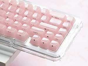 Womier Keycaps Jelly Pink - Ceramic Keycaps Style, Clear Keyboard Key Cap