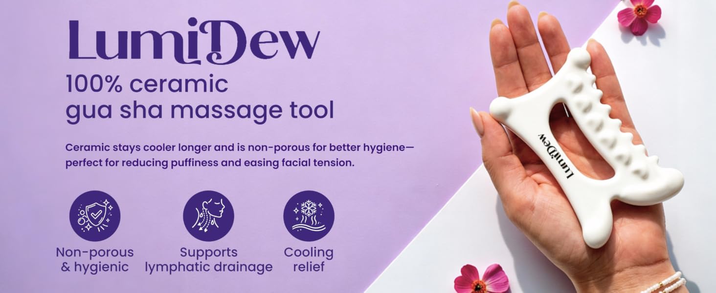 LumiDew 100% ceramic gua sha massage tool