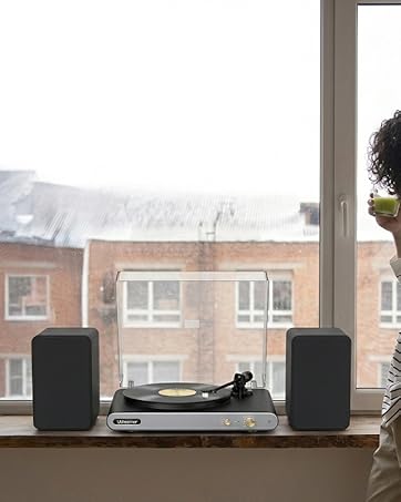 record player with speakers