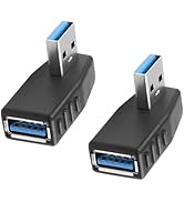 JSADZKJ 90 Degree USB 3.0 Adapter,USB A 3.0 Male to Female Adapter Right Angle USB A Extender Ada...