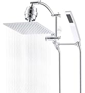 Hibbent All Metal 10'' Filtered Rainfall Shower Head with Handheld Combo, High Pressure Shower Wa...