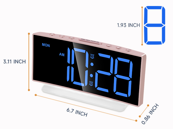 compact small digital alarm clock large display 2 inch LED digits easy read for bedrooms desk dorm
