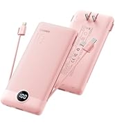 Coowisty Portable Charger Compatible with iPhone, Built-in Cables and Wall Plug USB C Power Bank ...