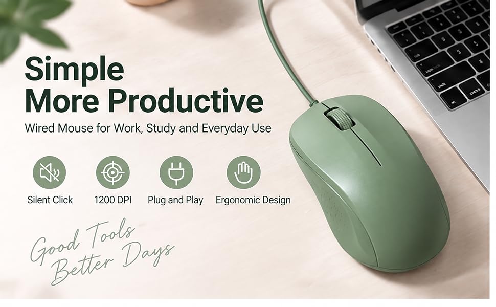 wired mouse green
