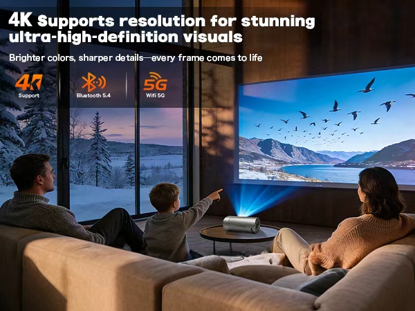 Smart Projector with WiFi and Bluetooth Portable Movie Projectors