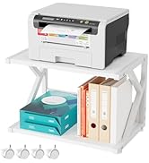aboxoo Desktop Printer Stand with 2 Tier Wood Storage Shelves,Under Desk Printer Table,Multi-Purp...
