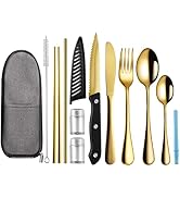 Logcow Travel Utensils with Case,Reusable Utensils,Portable Travel Camping Cutlery Set,Stainless ...