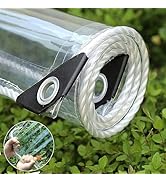 Clear Tarp, 10x10ft Heavy Duty Waterproof PVC Transparent Tarpaulin Poly Clear Vinyl Tarp Cover,1...