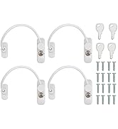 Kamtop 4 PCS Window Restrictor Locks, Lockable Window Door Locks with Keys, Childproof Casement W...