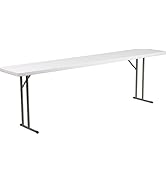 Flash Furniture 8' Plastic Folding Training and Event Table, Rectangular Folding Training Table w...