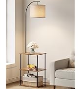PARTPHONER Floor Lamp with Table, Night Stand with Lamp, Narrow Side Table with 3CCT LED Bulb, Sm...