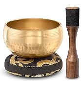 Tibetan Singing Bowl Set – Authentic Hand-Tuned Sound Bowl for Meditation – Complete Meditation B...